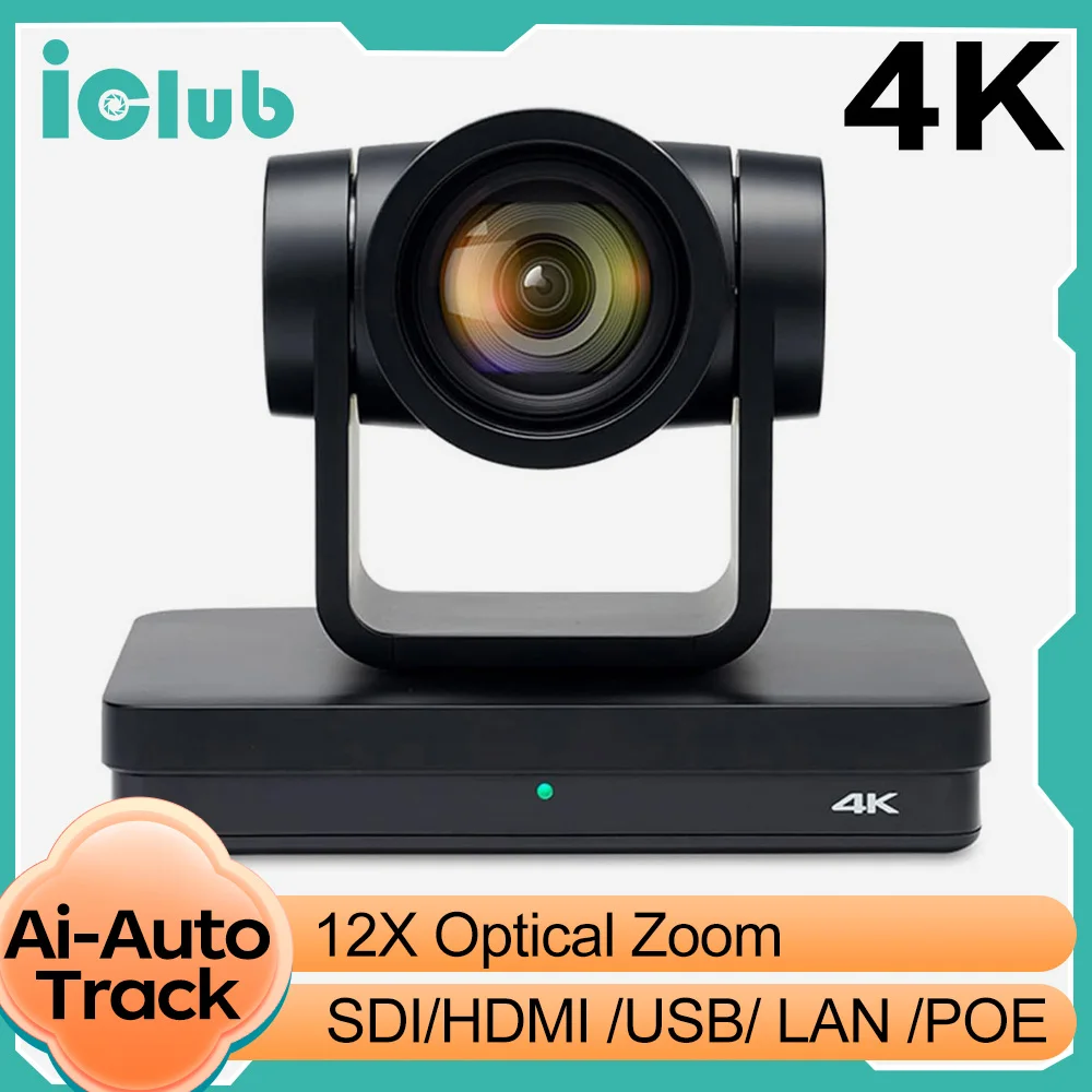 

4K Video Conference Ai Trackinng PTZ Camera 12X Optical Zoom SDI HDMI USB LAN Live Streaming PTZ Camera For Church Meeting