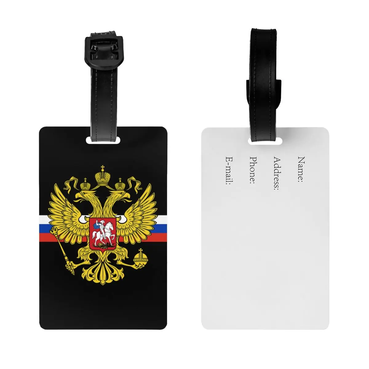 Custom Coat Of Arms Of Russia Luggage Tag Privacy Protection Russian Flag Baggage Tags Travel Bag Labels Suitcase