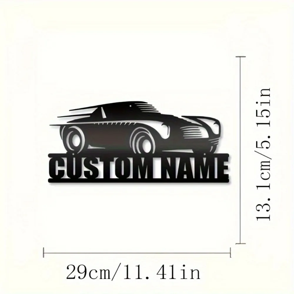 Custom Personalizable Black Iron Car Inspired Name Sign Tailored Wall Decor for Home Durable Hollow - Design Iron Enduring Sign