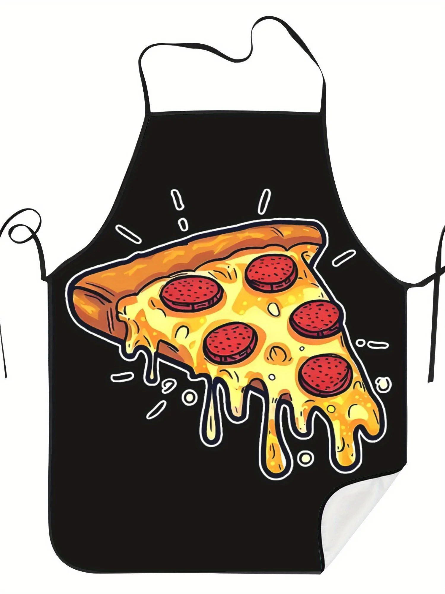 Funny Pizza Slice Apron, 3D Cheese Food Graphic Cooking Bib, Novelty Kitchen Decor, Gift for Chef Cook Dad