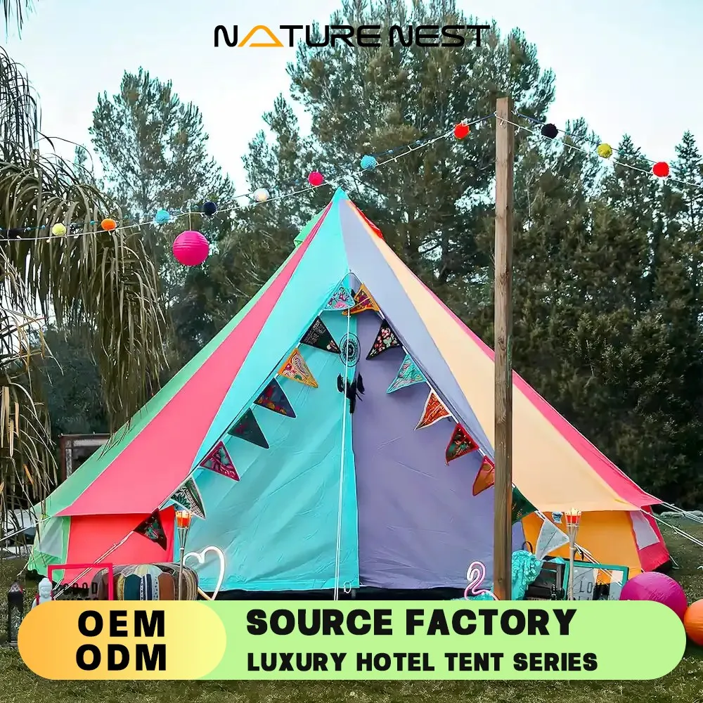 multicolour Bell Shaped Tent classic Family Camping Outdoor Glamping  Picnic Yurt Teepees  Polycotton Safari Tent  Shade Dome