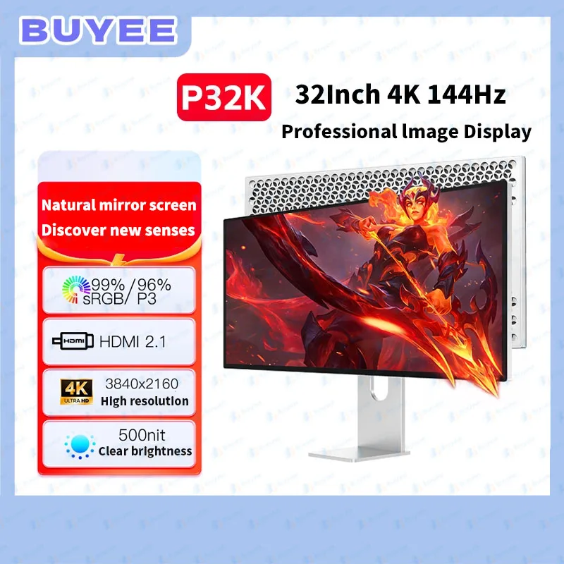 

P32K 4K 32" Monitor IPS Display 3840*2160 144HZ LCD Screen IPS GLOSSY Screen 99% sRGB Type-c 144HZ Aluminium With Stand