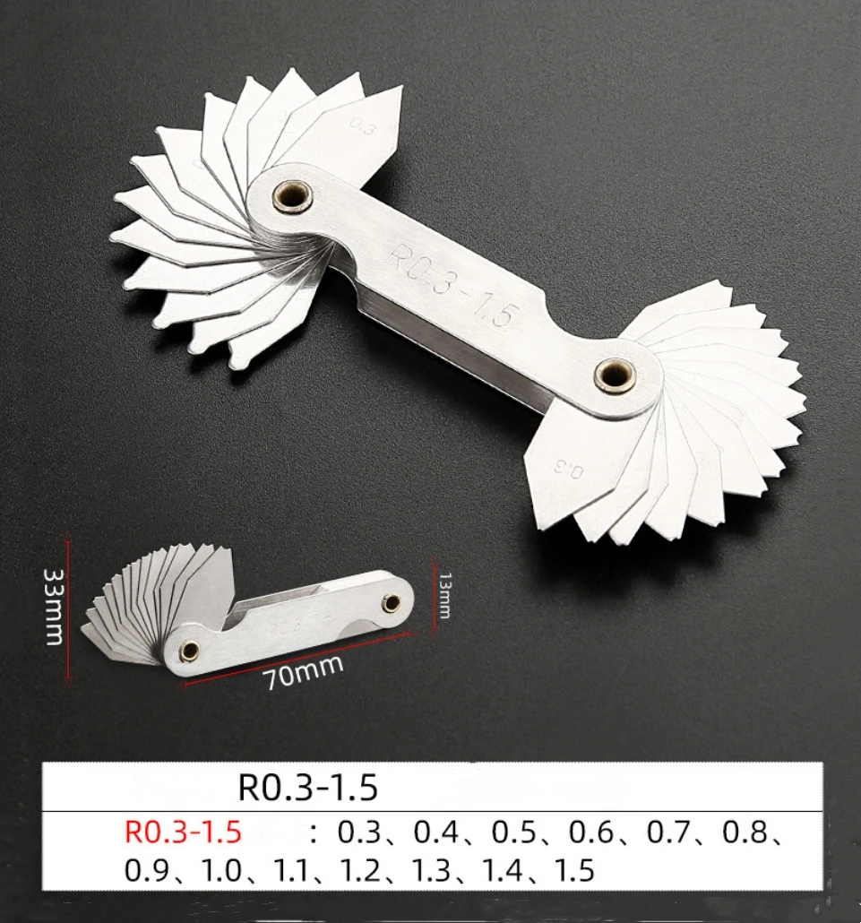 Measuring tool for radius gauge 0.3-7mm High-precision R-gauge R7.5-15mm/R15.5-25mm/R25-50mm Arc radius measuring tool Arc ruler