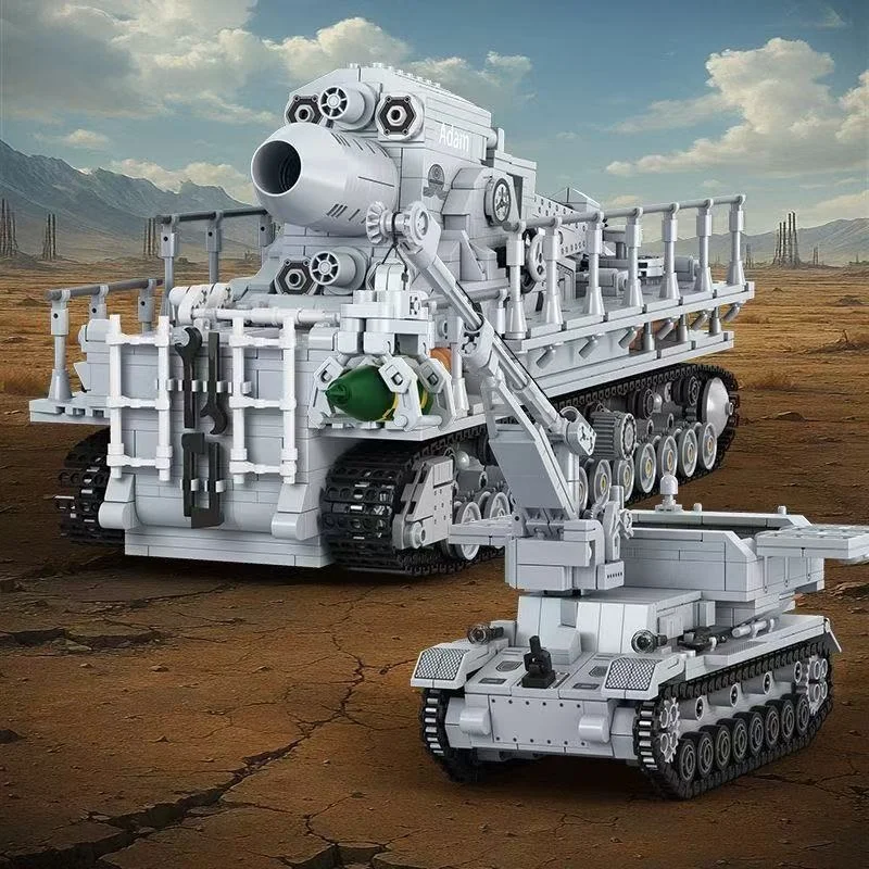 

High Detail Karl Mortar 040 Building Blocks, WWII German Super Heavy Artillery with Crane & Ammunition Vehicle, Collectible MOC