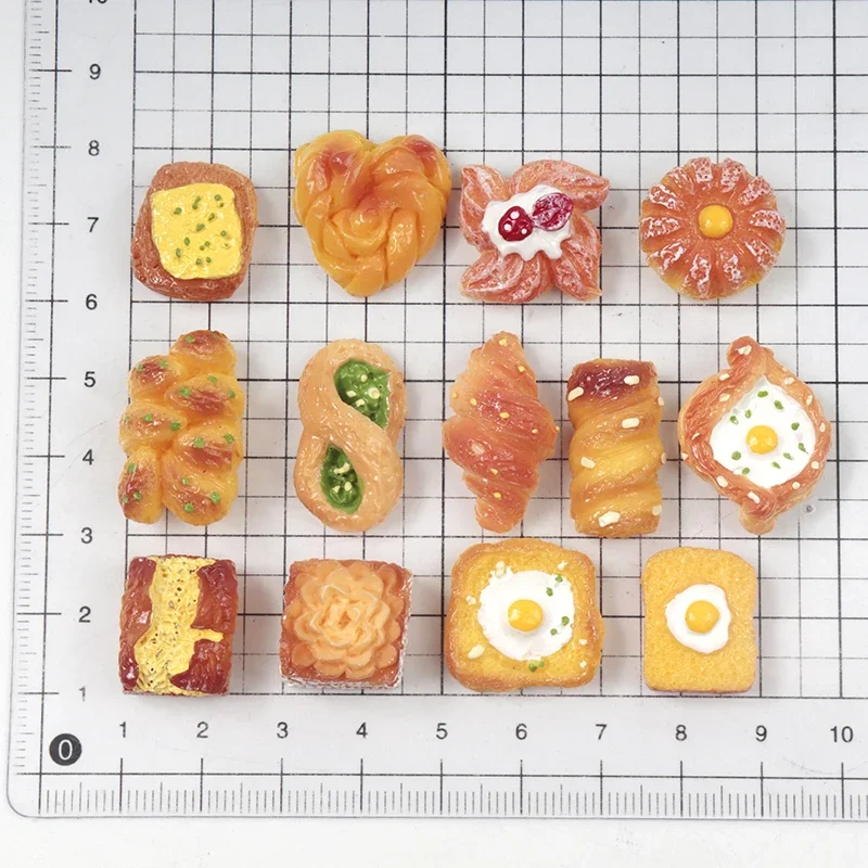 10/100pcs Resin Kawaii Simulation Food Bread Cake DIY Crafts Flatback Simulation Food Art Supply Cabochon Dollhouse Accessories