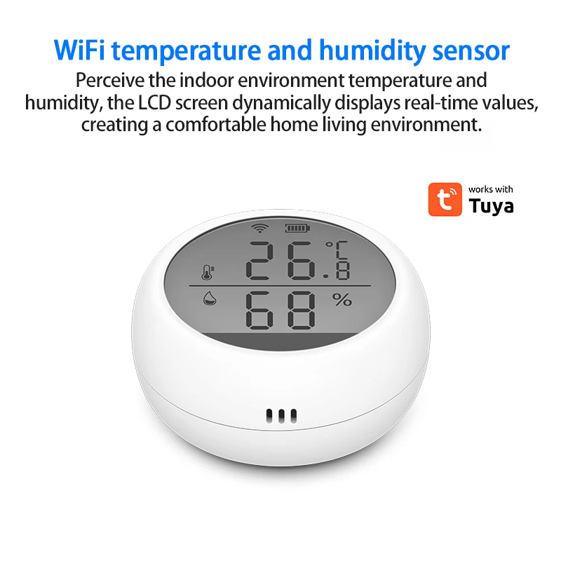 Sensor de temperatura y humedad para el hogar, con pantalla LED Dispositivo inteligente, funciona con asistente y Hub Tuya, de 1 a 8 piezas