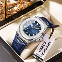 POEDAGAR Top Luxury Square Man Watch Date Waterproof Luminous Men Wristwatch High Quality Leather Men's Quartz Watches+Box reloj