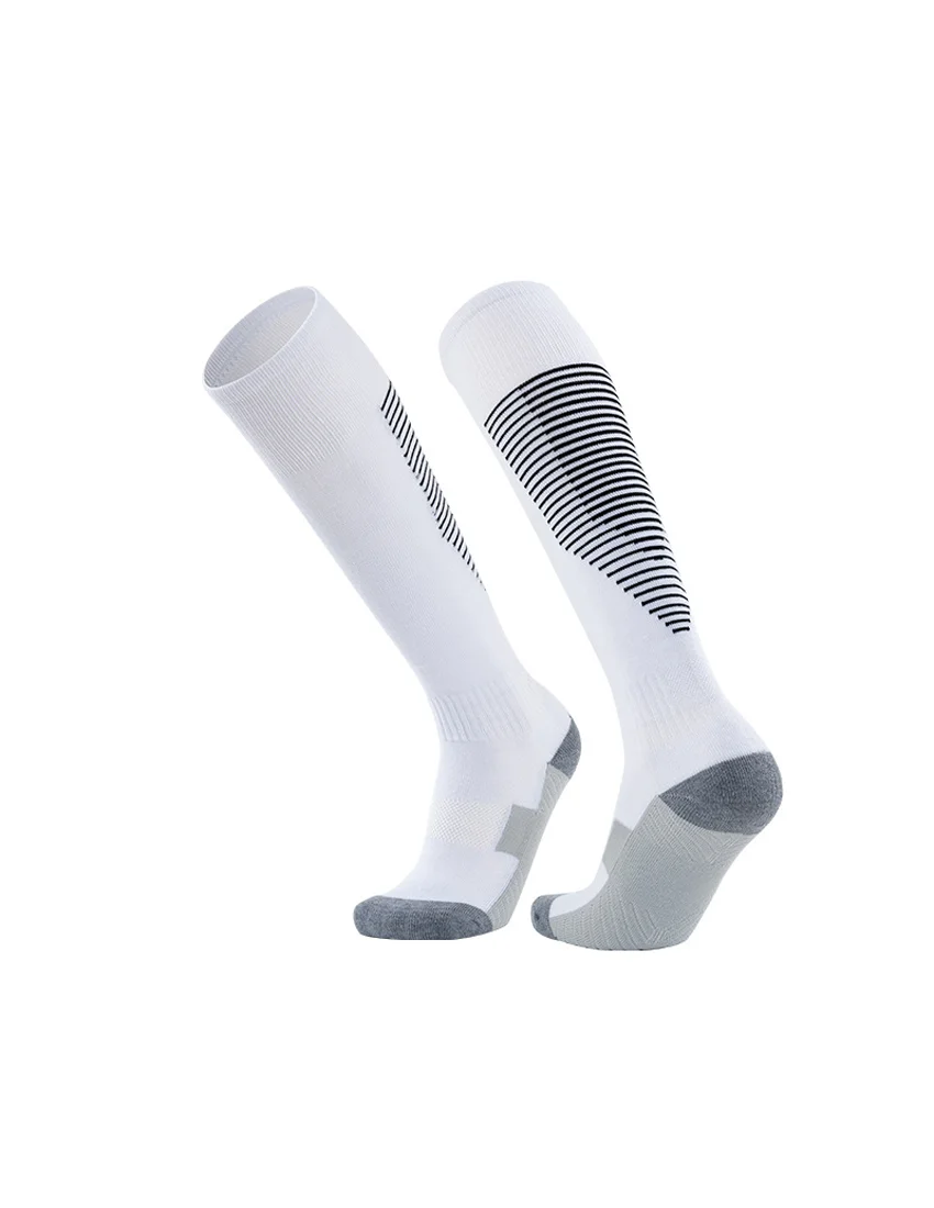 Men\'s Football Soccer Socks Over the Calf Long Cushion Athletic Socks White Black Yellow Blue Training Tube Socks for Men Women