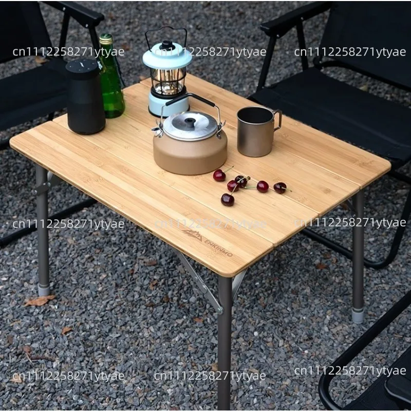 Folding Bamboo Surface Liftable Camping Table Nanzhu Wood Folding Table