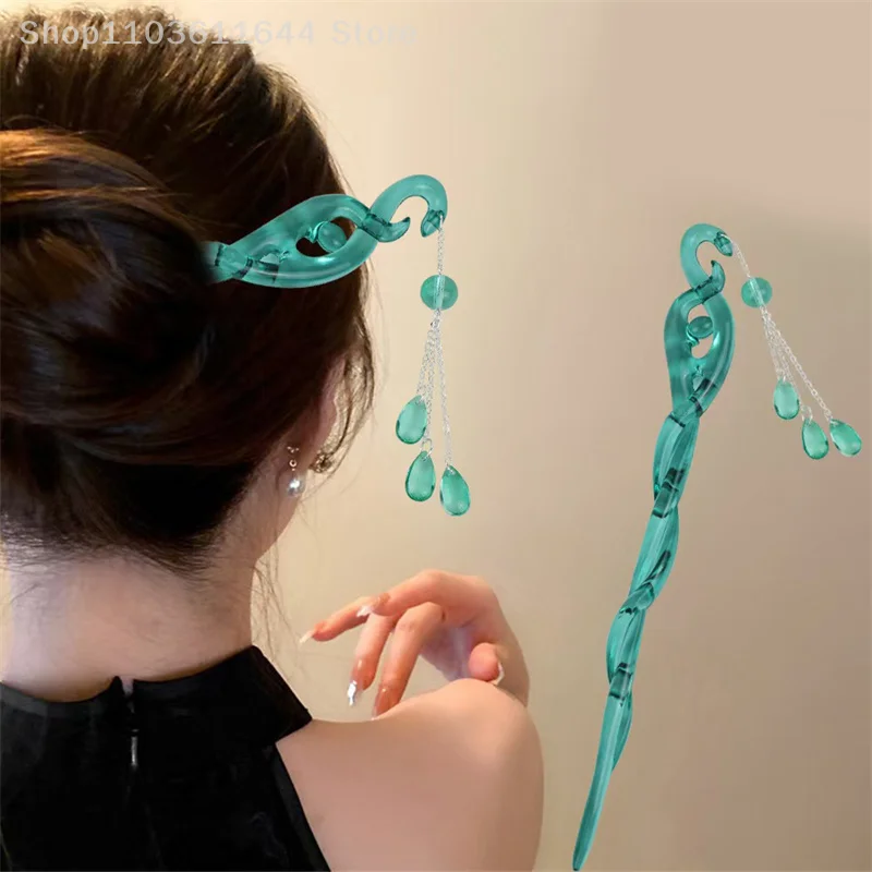 Green Snake Hairpin Elegant Women's Hairpins, Retro Hanfu Cheongsam Headdress