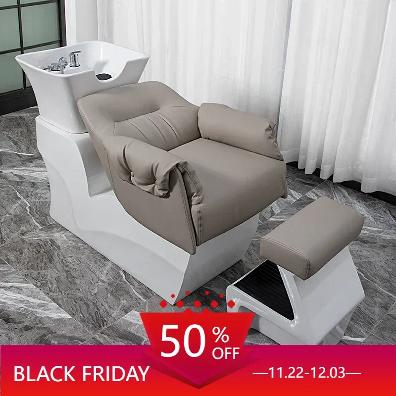 Luxury Hairdressing Salon Washbasin Chair Professional Spa Beauty Hydraulic Cosmetic Massage head spa japonais Stock Reclining