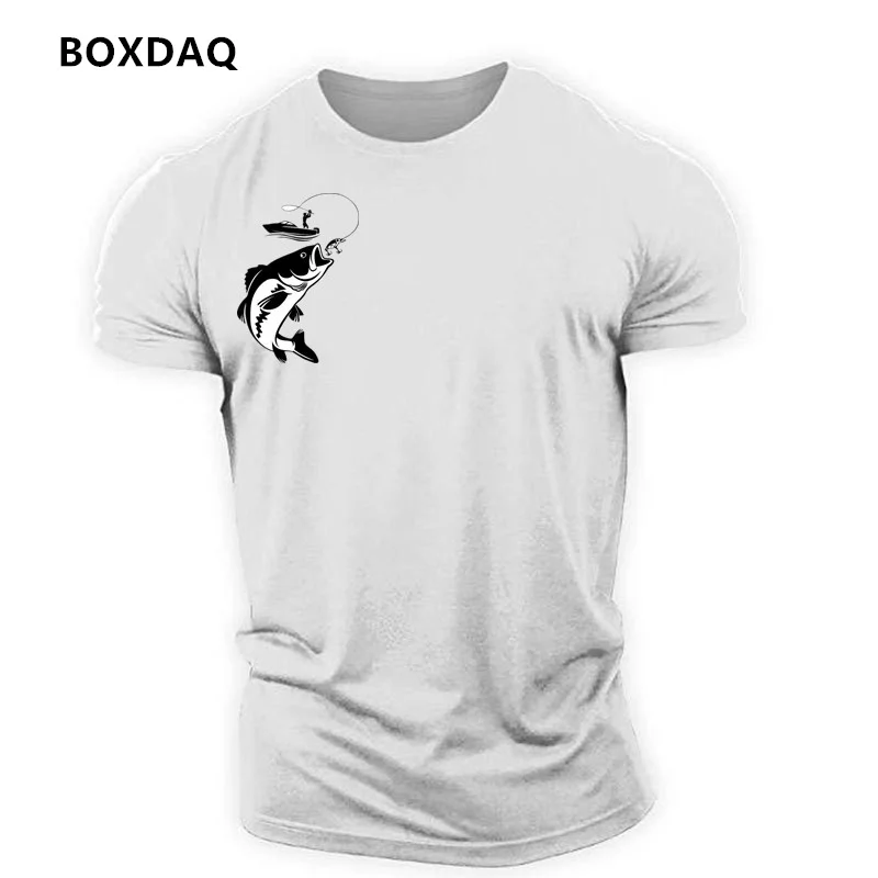 Classic Fashion Sports Fitness Simple Fishing Men\'s T-Shirts Summer O-Neck 3d Print Street T Shirt Short Sleeve Pullover Tops