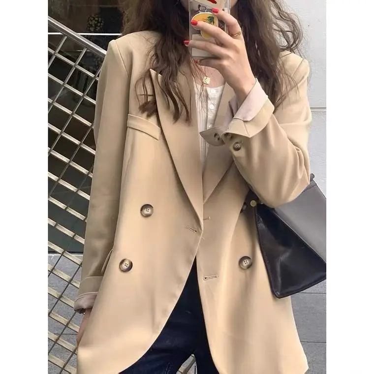 Women'S Cropped Coat New In External Clothes Crop Blazer Woman Girlish Good-Looking Girly Heart-Breasted Breast Three-Quarters