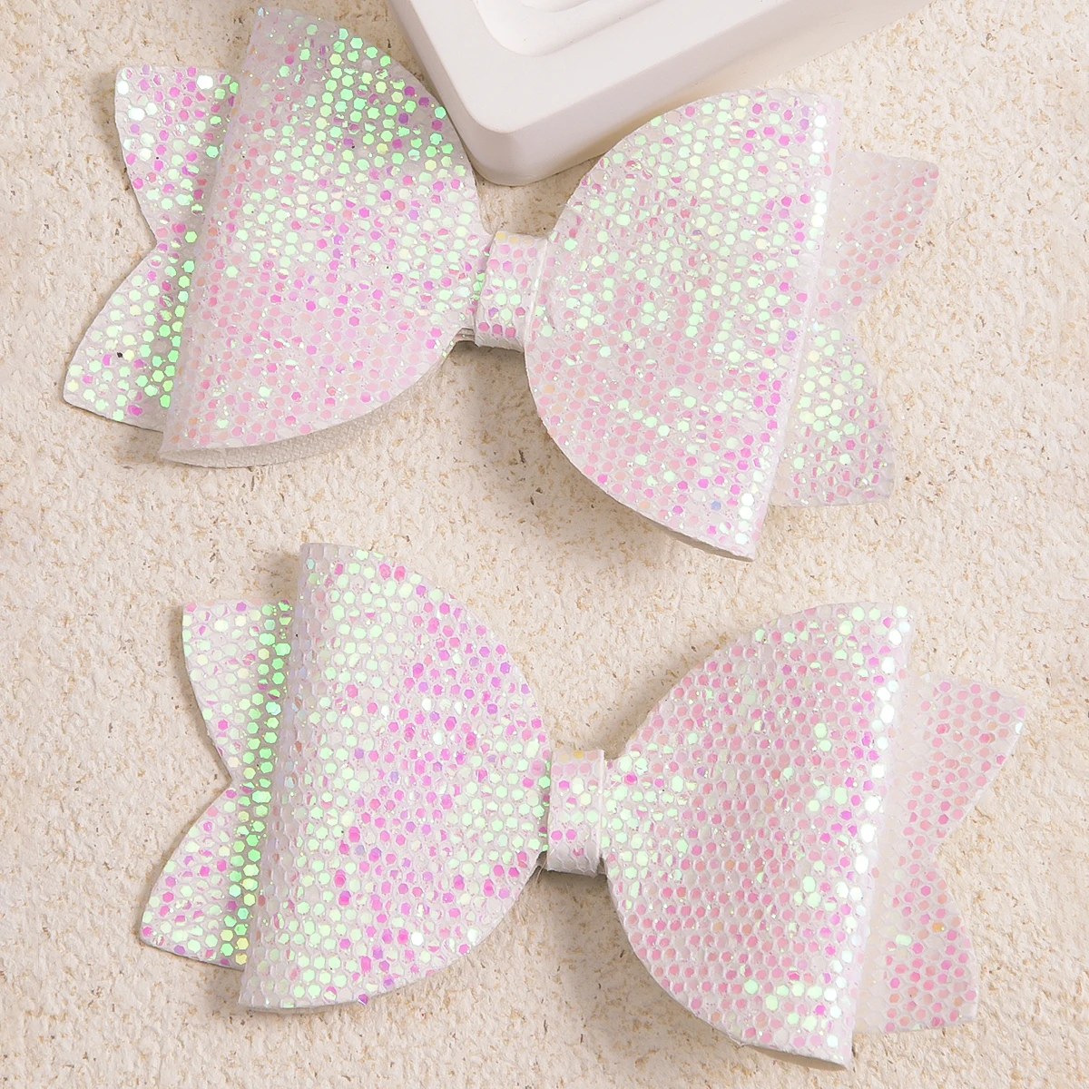 2 mesh green onion powder dovetail bow duck-bill clip hairpin Fashion popular everything girls daily dress up hair accessories