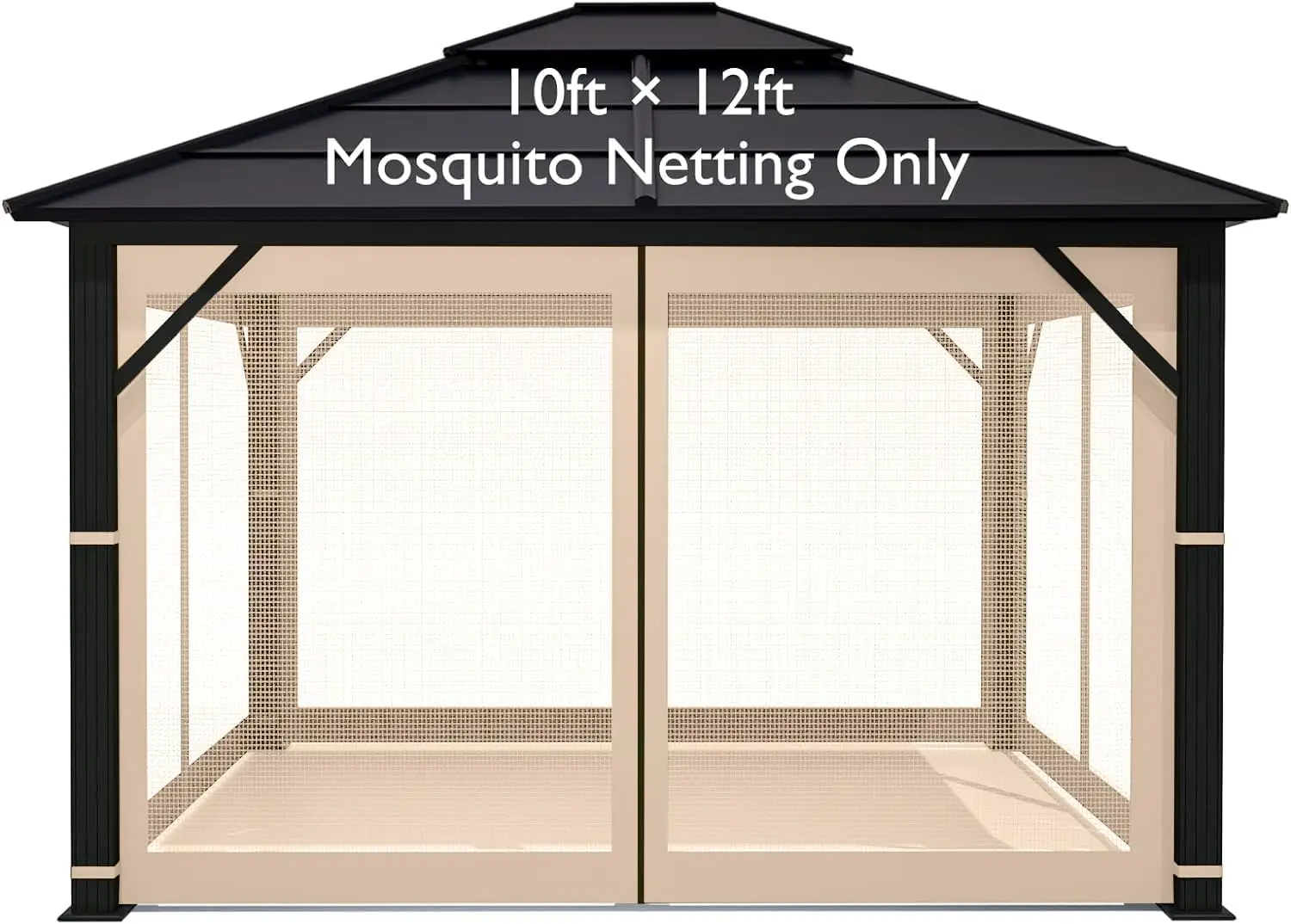 

10x12 Gazebo Mosquito Netting Replacement, 4-Panel Screen Walls with Zipper, Cream