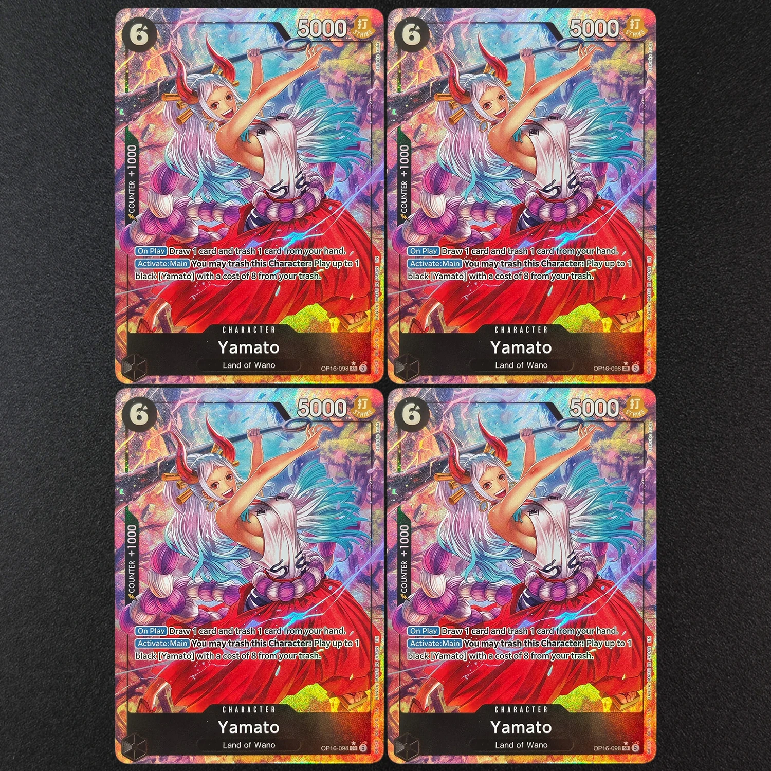 DIY Proxy One Piece TCG Englisch OP16-098 Yamato Alternative Art SR Charakter Schwarz Anime Spiel Sammelkarte Spielzeug