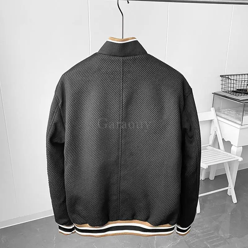 Garaouy 2022 Autumn Men\'s Simple Retro Baseball Uniform Contrasting Colors Bomber Jacket Leisure All-match Streetwear Coat Male