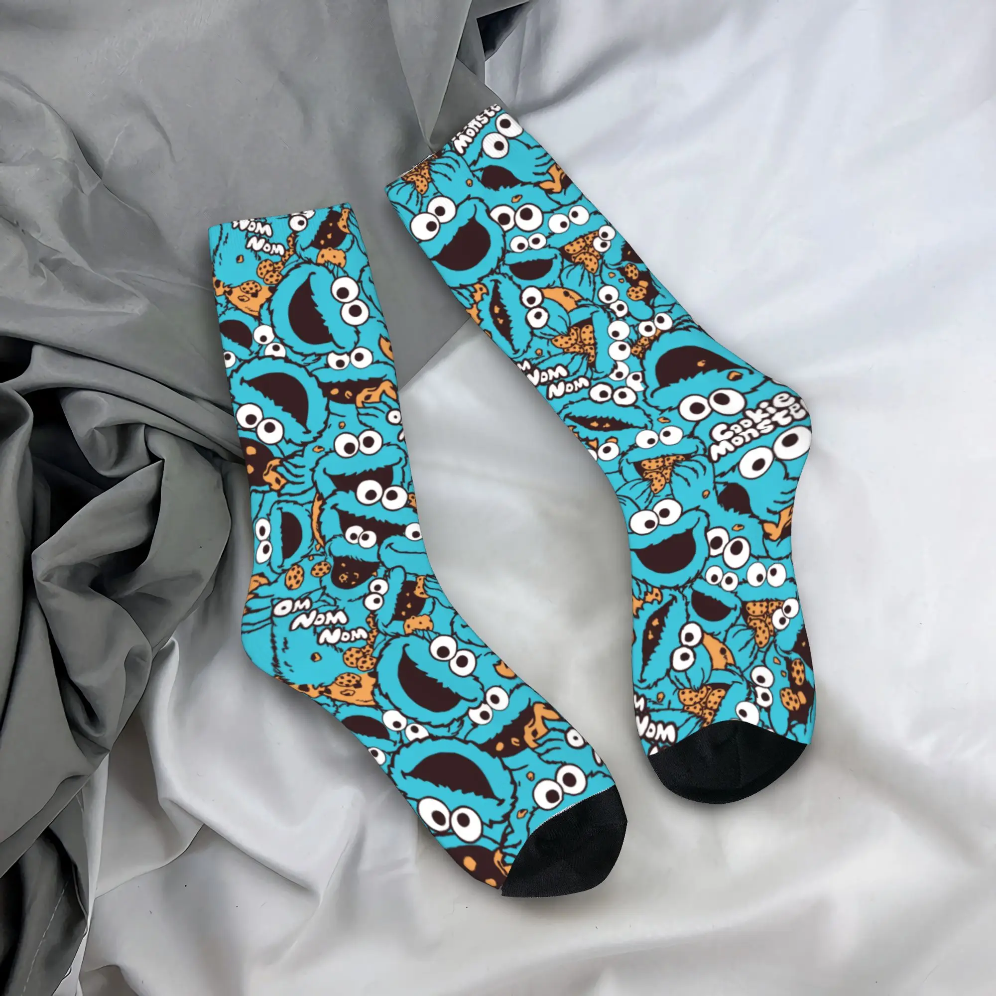 Nuevos calcetines para hombre, calcetines deportivos de poliéster con diseño de Hip Hop Cookie Monster Nom, calcetines deportivos para mujer
