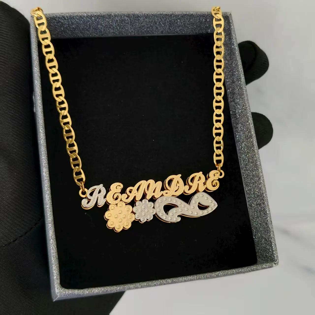 

DCEE Wholesale 2025 Customized Name Double layer Necklace Personalized Letter 3D Necklace Christmas Gift Factory Direct Sales