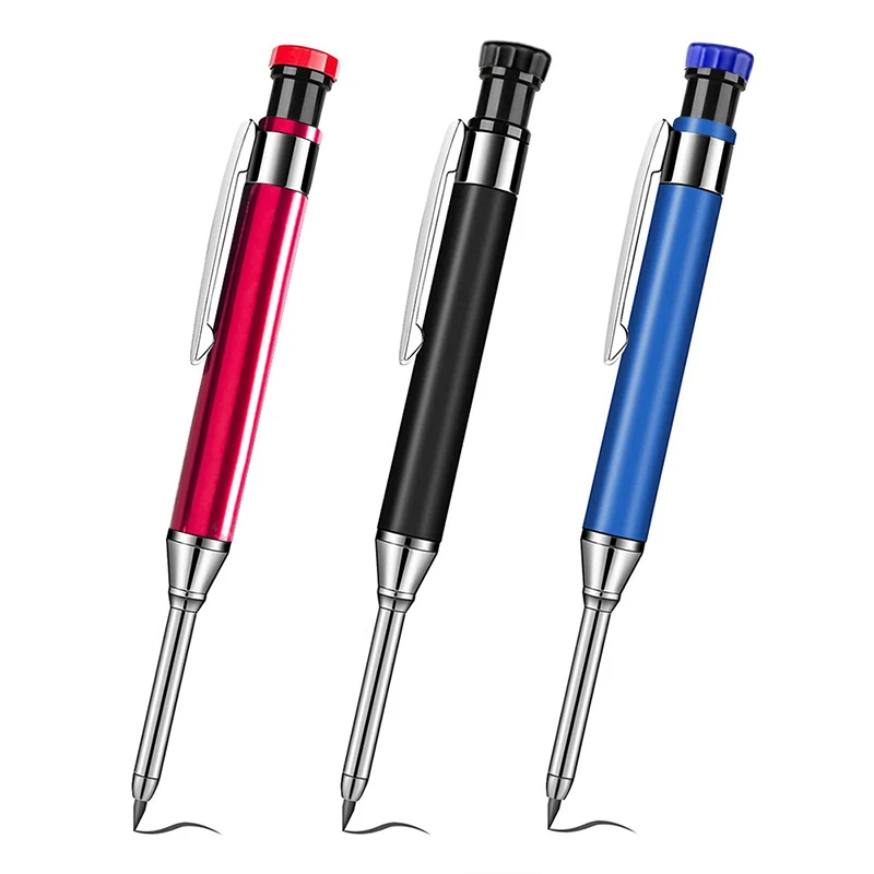 Rot Schwarz Blau 2,8 mm Metall Holzbearbeitung Druckbleistift Eingebauter Bleistiftspitzer Mehrfarbig 2B Bleikern Tieflochmarker – Detail 5