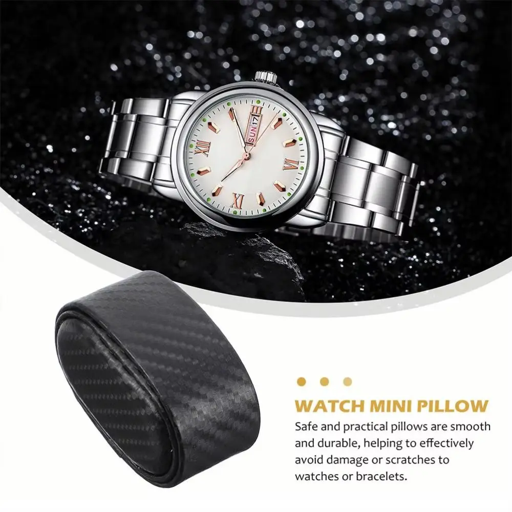 Carbon Fiber Texture Watch Display Pillow PU Soft Padding Watch Box Pillow Curved Shape Jewelry Storage Cushion