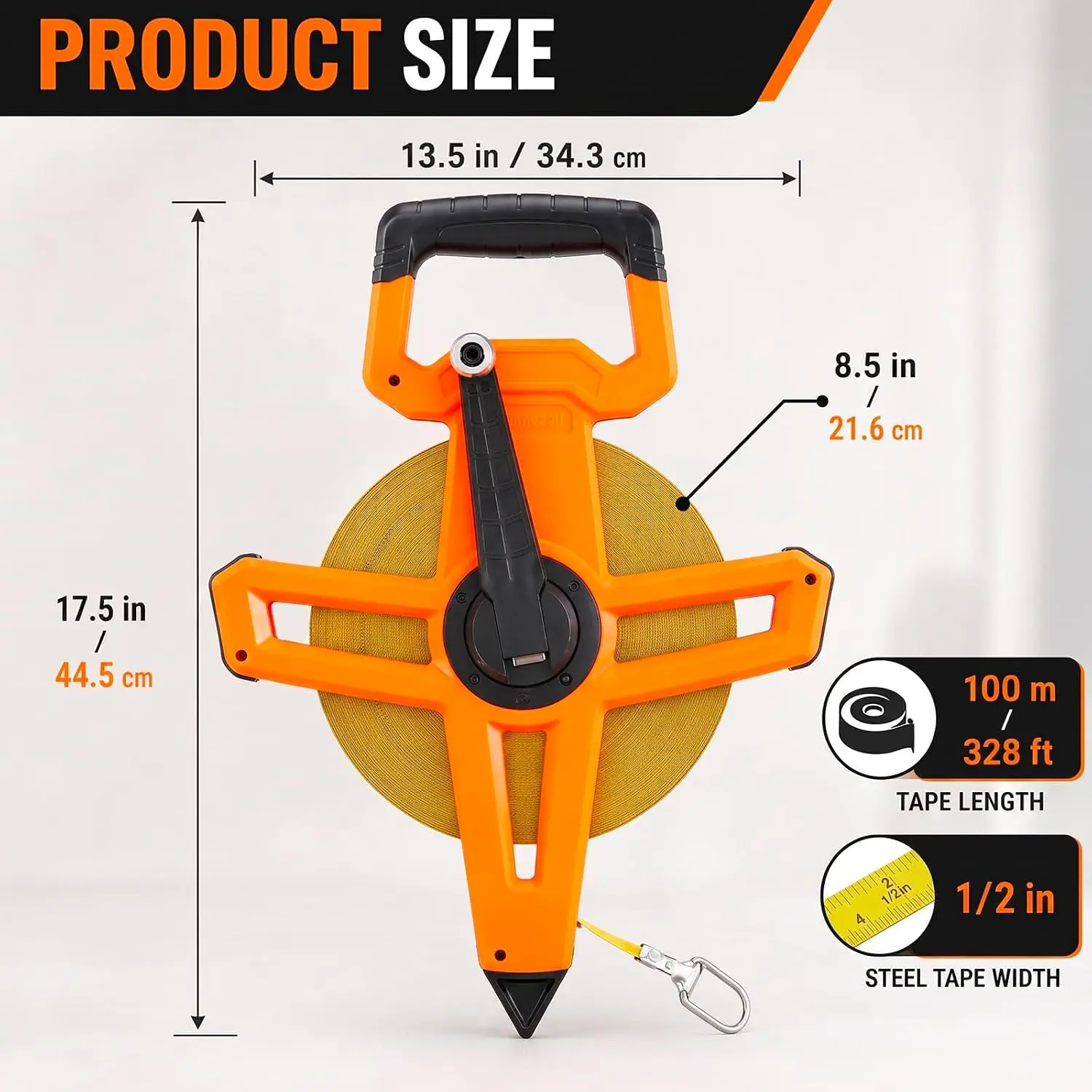 2 Pcs 328ft/100m Open Reel Steel Tape Measure, Dual Scale