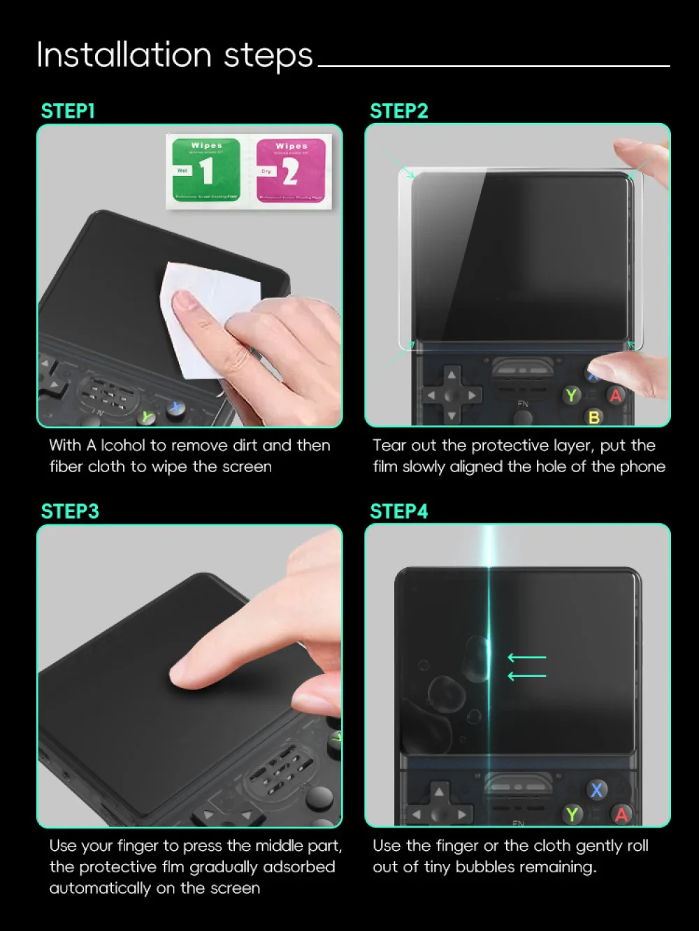1Pc Storage Bag + 2Pcs Protective Film + 2Pcs Keycaps For R36S/R35S/RGB20S Game Console view 4