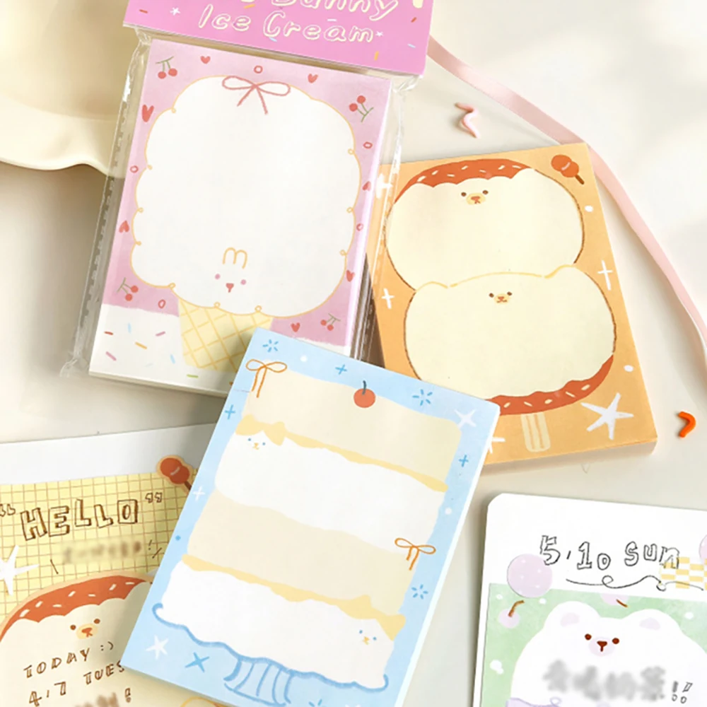 80 Sheets Cute Sticky Notes, Small Animal Account Message Material Paper, Student Memo Marker Notebook