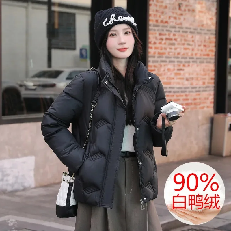 

Autumn Winter Female Stand Collar Down Cotton Tops Coat Women Thickening Parkas Jacket Ladies Solid Color Cotton Padded Outwear