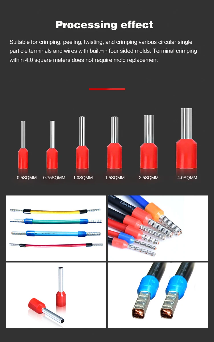 4SQMM Non Insulated Ferrules Automatic Crimp Machine Round Tube Terminal Four Sided Wire Cable Stripping Crimping machine