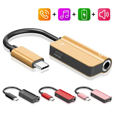 Typ C till 3,5 mm laddningsadapter för ljud 2 i 1 USB C-splitter för hörlurar AUX-ljudkabel för Xiaomi 6 8 Mix 2s Huawei Mate10 P20 pro 10 best sales USB till ljuduttag - №5