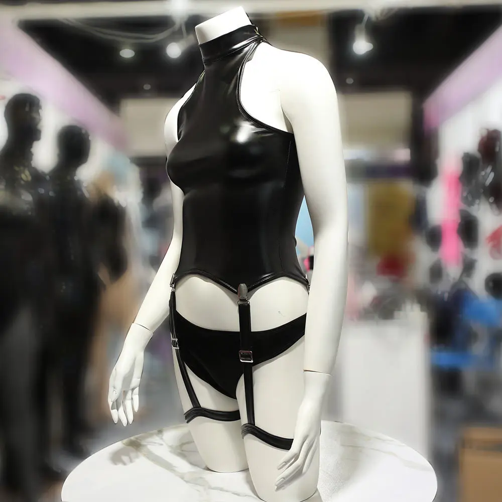 

Мужской сексуальный индивидуальный жилет с высоким воротником без плеч, сценический подиум, латексный амиак, коррекция фигуры