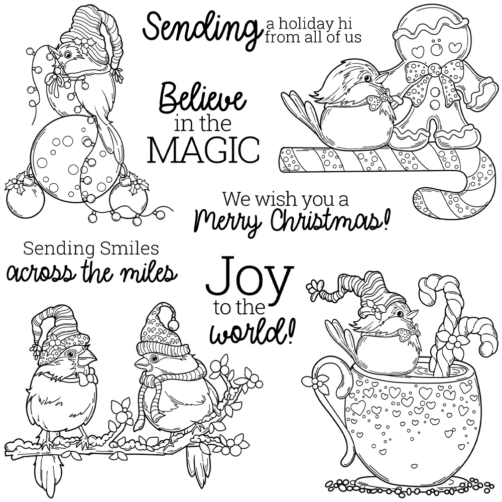 Mangocraft Christmas Bird Gnome In Cup Wycinanie matryc Przezroczysty stempel DIY Scrapbooking Metalowe matryce Silikonowy stempel do kart Album