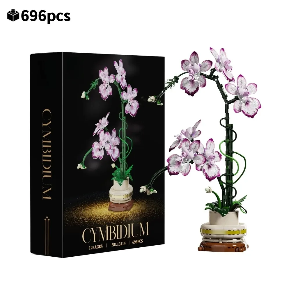 

696pcs Oncidium Building Blocks Creative Orchid pot Bonsai Desktop Decoration Flowers Potted Plant Bricks Toys Kids Adults Gifts