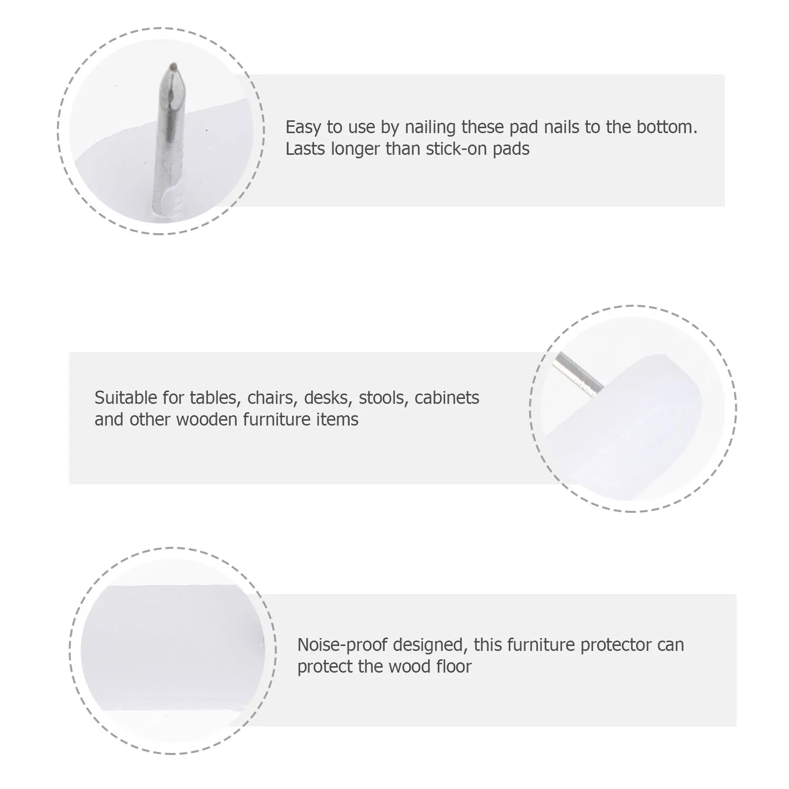 

100pcs niture Feet Double Nails Plastic Head Glide Pads Chairs Tables Height Increase Moisture Proof Non Slip