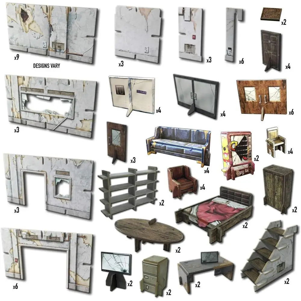 Urban Apocalypse City Block Terrain Set for 28-35mm RPG/Wargames, 40k, Crisis Protocol, Modern & Zombie Scenarios
