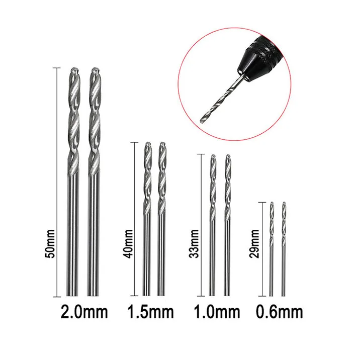 50 pezzi punte da trapano rivestite in titanio Set di punte da trapano in acciaio ad alta velocità per fori di perforazione lavorazione del legno fai da te 1/1.5/2/2.5/3mm utensili elettrici