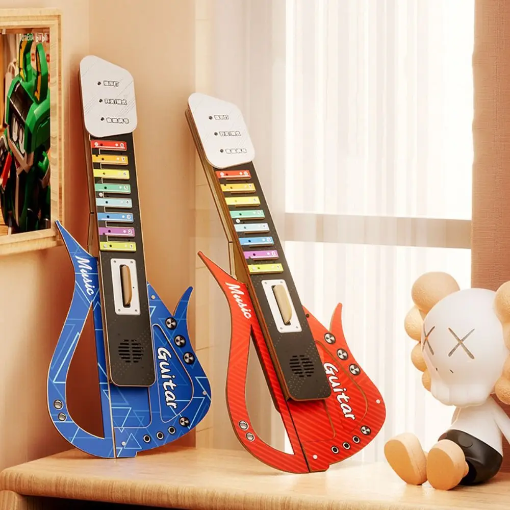 Drewniana gitara elektryczna DIY do samodzielnego montażu, gitara muzyczna dla dzieci, interaktywna edukacja wczesnoszkolna