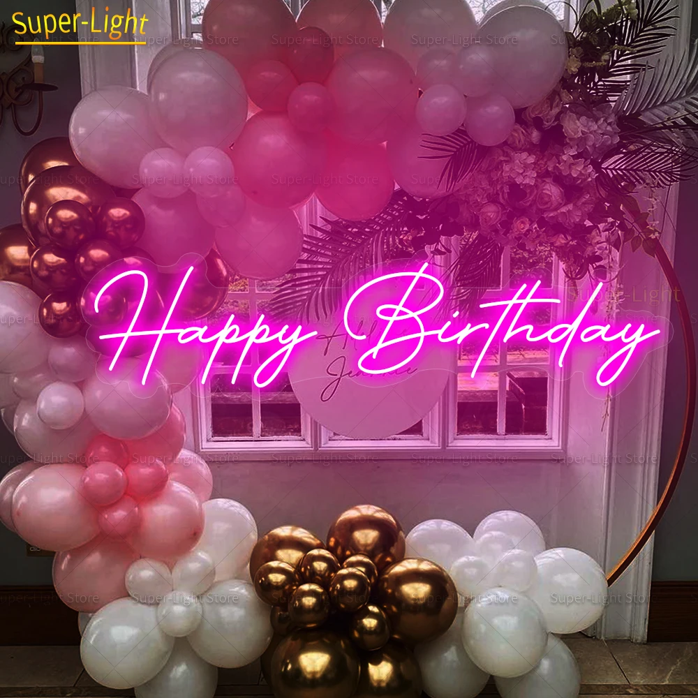 Sinal de néon LED personalizado para decoração de parede, flexível, grande, LED, sinalização, feliz aniversário, quarto, quarto, 100cm