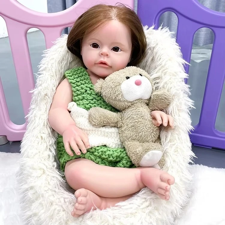Bebe Reborn Dolls 22 Inch Lovely Sue-sue Handmade Painted Lifelike Solid Silicone Doll Munecas Reborn
