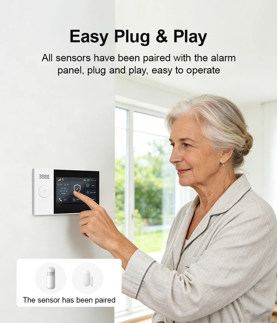 2.4G WIFI Smart GSM Alarm System Work with TUYA Smart Life Security Protection For Home with PIR Wireless Solar Siren Alexa