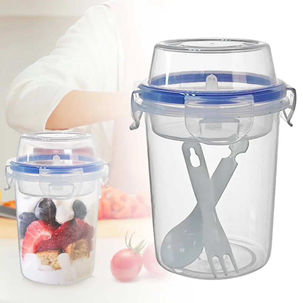 Yogurt Parfait Cups with Lids and Spoon Reusable Breakfast Container To Go