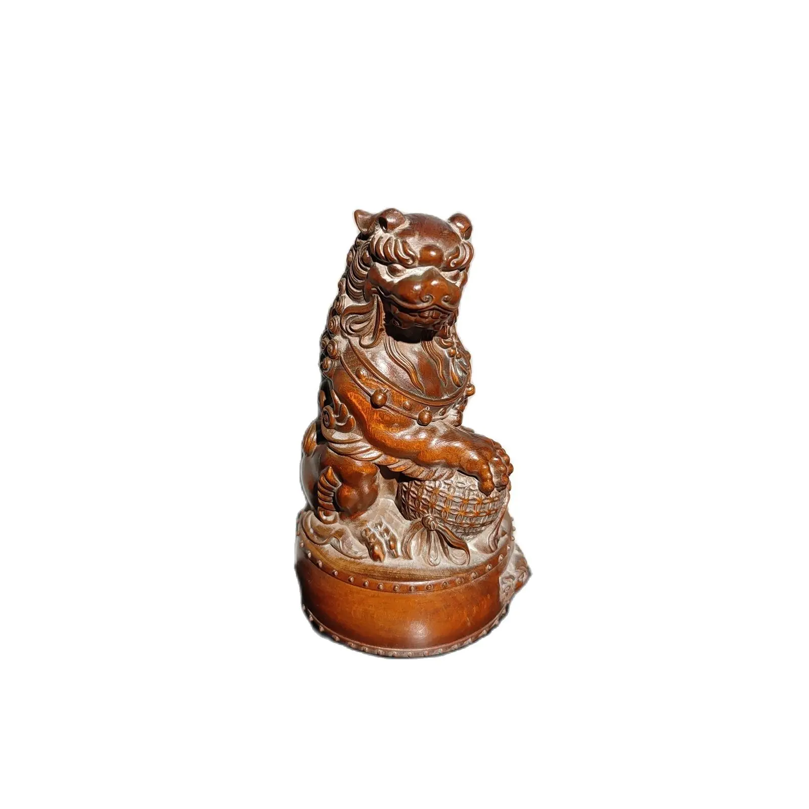 

vintage wood carving decor wooden Boxwood lion statue car ornaments decoration desk Study souvenir amusing