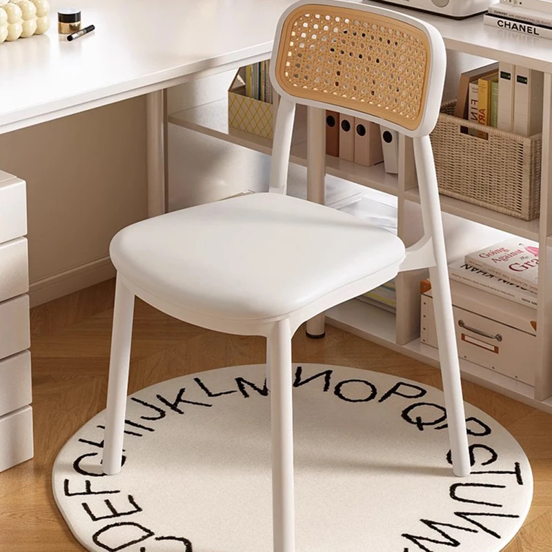 

Plastic Accent Makeup Chair Dresser Modern Relax Bedroom Dining Chairs Vanity Cream Style Home Furniture Muebles Hogar LLMC