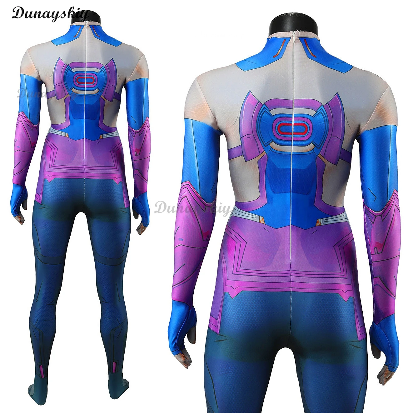 Mv 라이벌 Galacta Gali 코스프레 보라색 점프 슈트 Devourer 복장의 딸 가발 만화 게임 의류 유니폼 할로윈 의상
