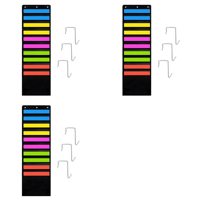

【ХИТ ПРОДАЖ】3 подвесных кармана для хранения бумаги, 30х30 см, с 3 крючками для скрапбукинга и открыток