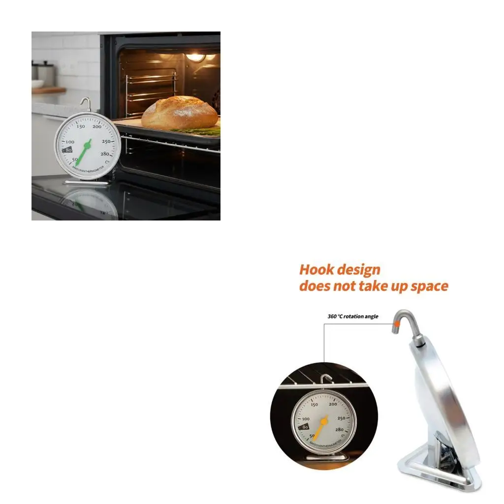 652F Professional Oven Temperature Gauges Featuring Shatterproof Steel Construction & Fast Hook Installation for Home