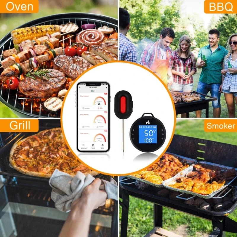 Bluetooth WIFI Kitchen Digital Thermometer With APP Probe Cooking BBQ Barbecue Meat Culinary Grill Food Tools Gadgets