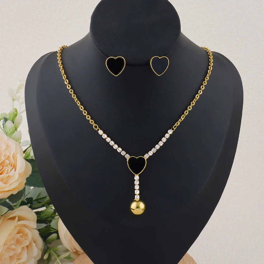 

Love Pendant Necklace Women's New Clavicle Chain Simple Earrings Fashion Jewelry Set Party Valentine's day Gifts friendship