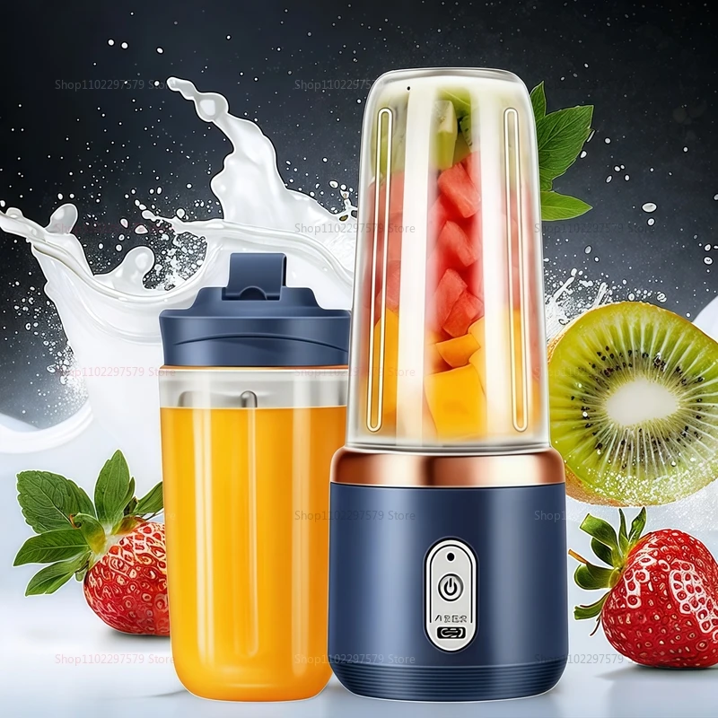كوب مزدوج متعدد الوظائف خلاط محمول 400 مللي عصارة فواكه كهربائية كوب لصنع العصائر الفواكه المنزلية أداة عصارة قابلة للشحن عبر USB #4